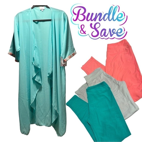 LulaRoe Sheer Open Front Long Duster Batwing Sleeve Mint Embroidered Detail (B) - Picture 14 of 16